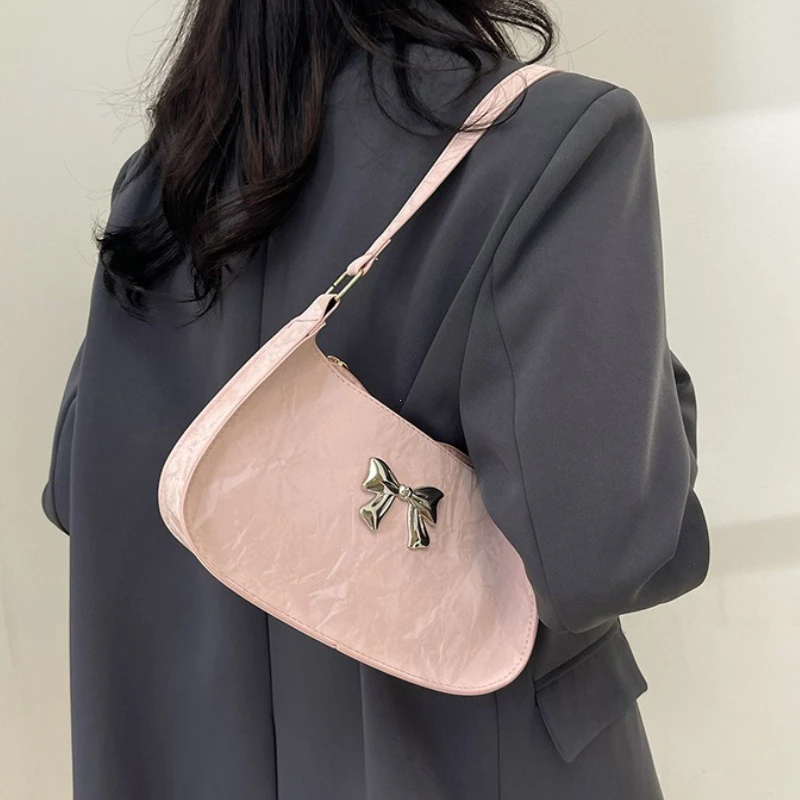 Sweet Fresh Small Bow Handbag for Women Trendy Underarm Shoulder Bag, Suitable for Daily Use, Outings, Dates, Parties, Gifts.