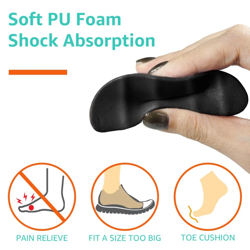 Toe Plug Soft Sponge Half Insoles Reusable Toe Filler Inserts for Shoes Adjustable Too Big Foot Brace Pads Unisex Shoe Inserts 4