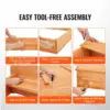 Wooden Sandbox, 52.4 x 47.2 x 16.9 in Sand Box, Sand Pit with Foldable Bench Seats and Bottom Liner, Natural Wood Kids Sandbox 4