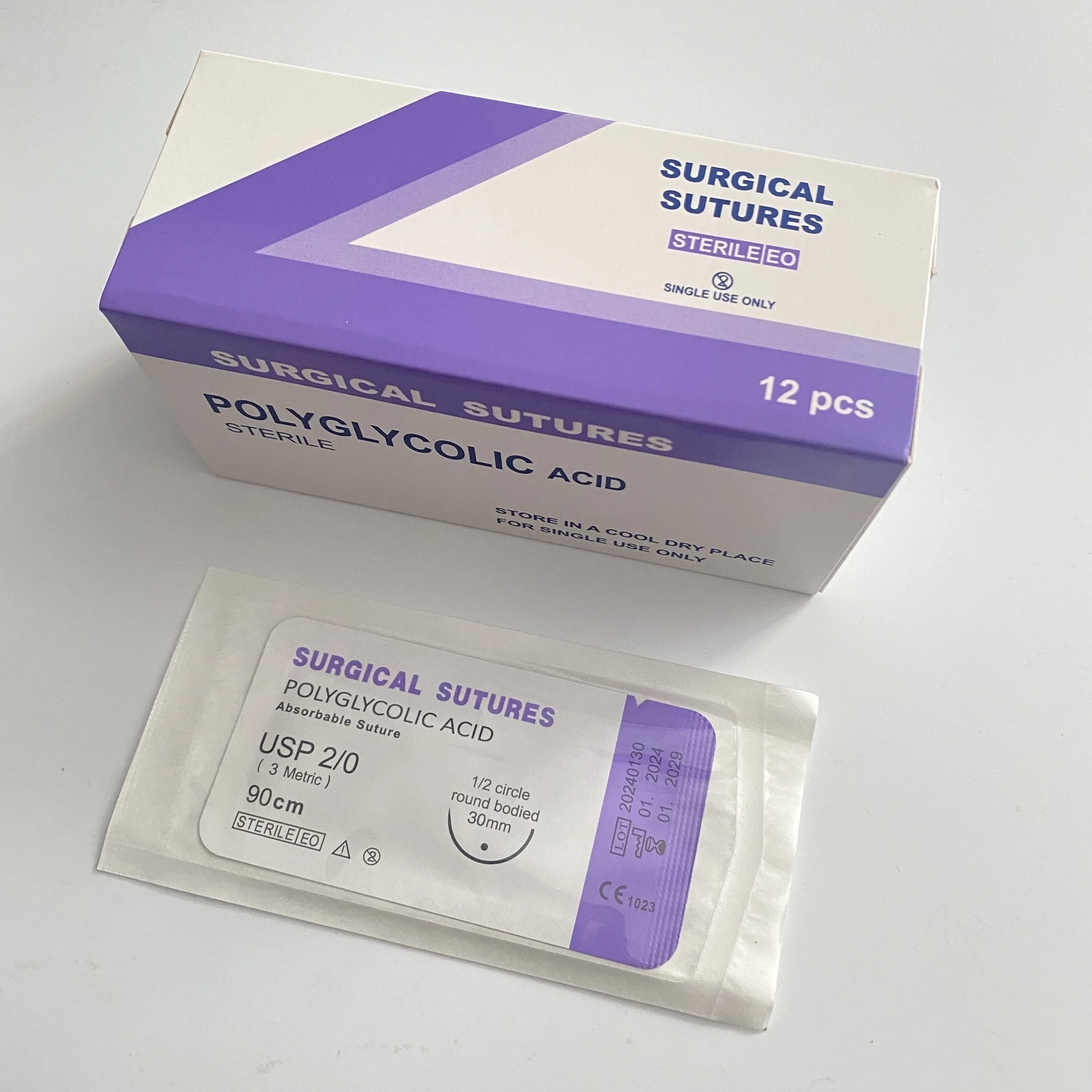 Absorbable suture thread pet surgical accessories Animal absorbable suture thread with needle PGA material for cat and dog surgery veterinary pet hospital absorbable suture thre