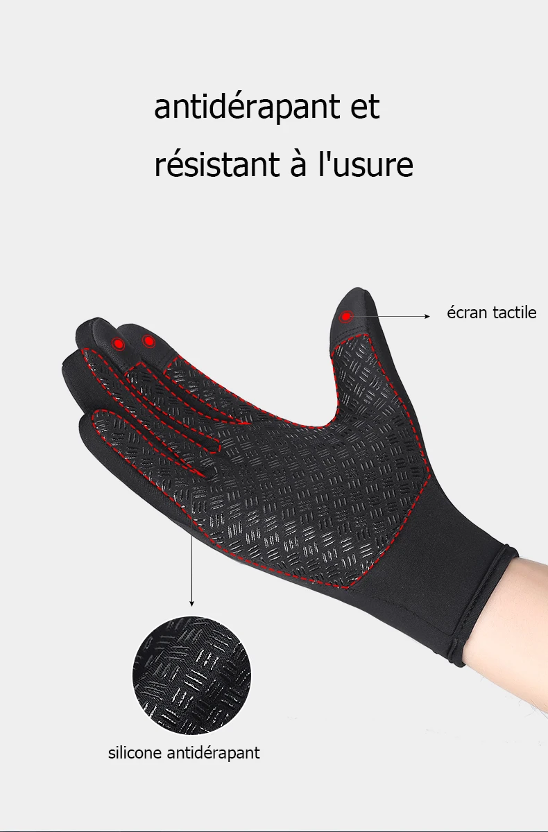 A0001 unisexe écran tactile hiver thermique chaud doigt complet gants pour vélo vélo Ski Camping en plein air randonnée moto
