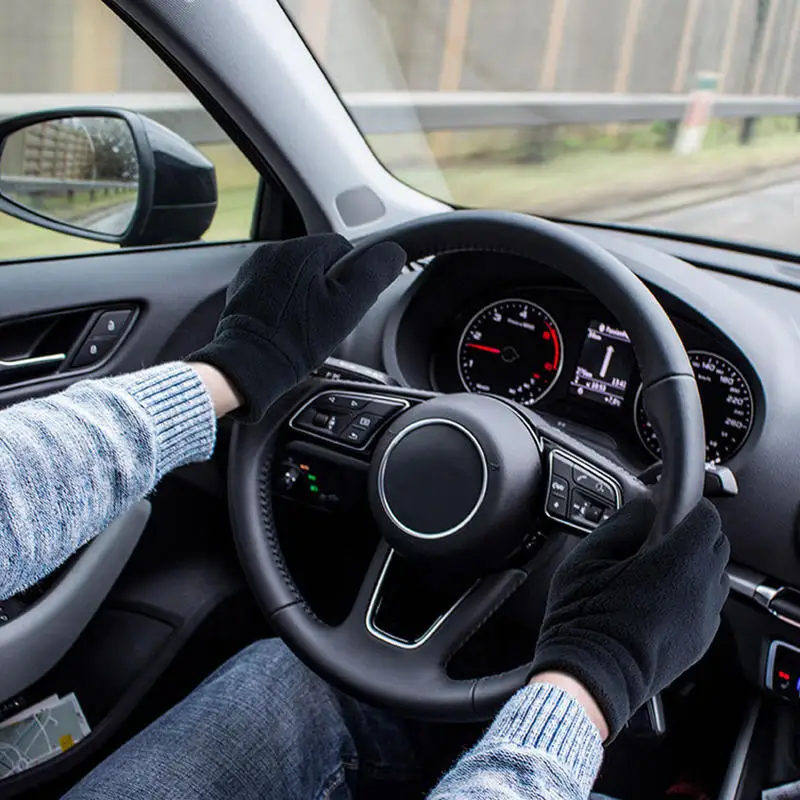 Winter Warm Gloves with Double-layer Polar Fleece Thickened Anti Cold Properties Touch Screen Men Women Driving Cycling Gloves