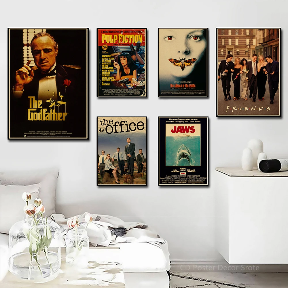 Hot Classic Movie Posters The Office Friends TV Kraft Paper Prints Godfather Vintage Home Room Decor Aesthetic Art Wall Painting