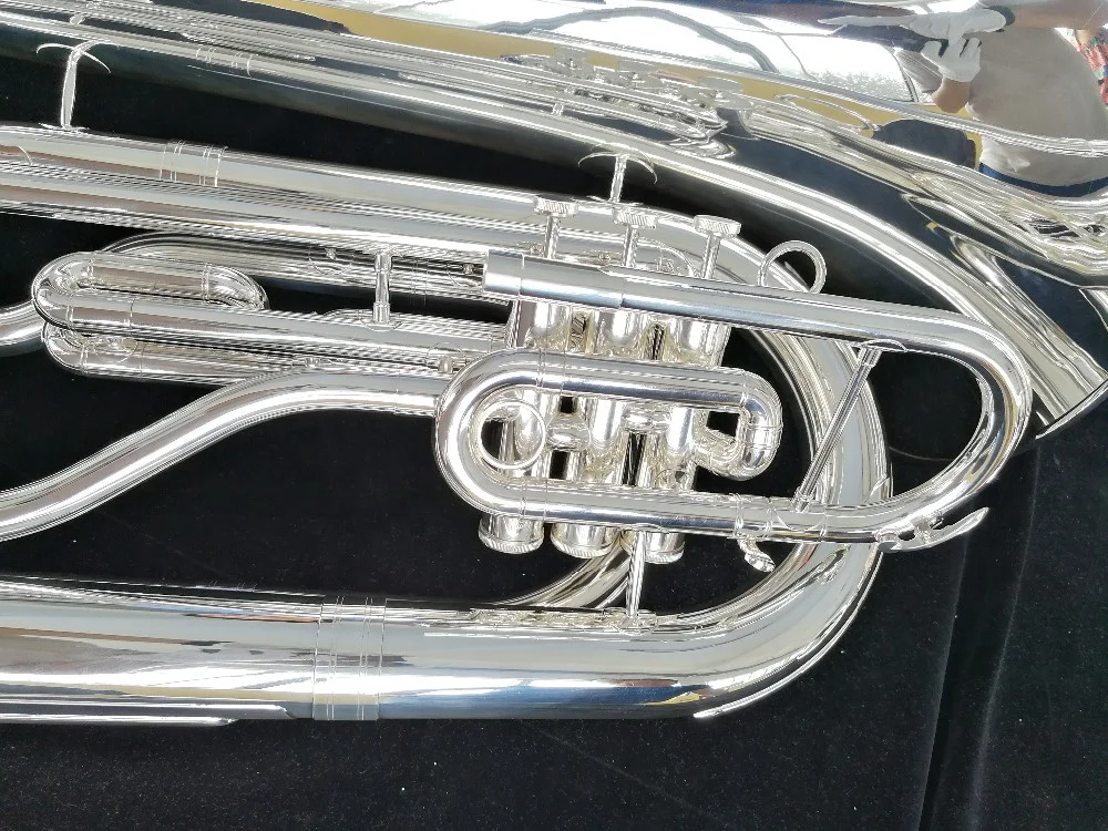 High Grade Wind Brass Instrument Gold Lacquer Bb Tone Piston Marching Tuba With Gold Brass Leadpipe (JMT-130)