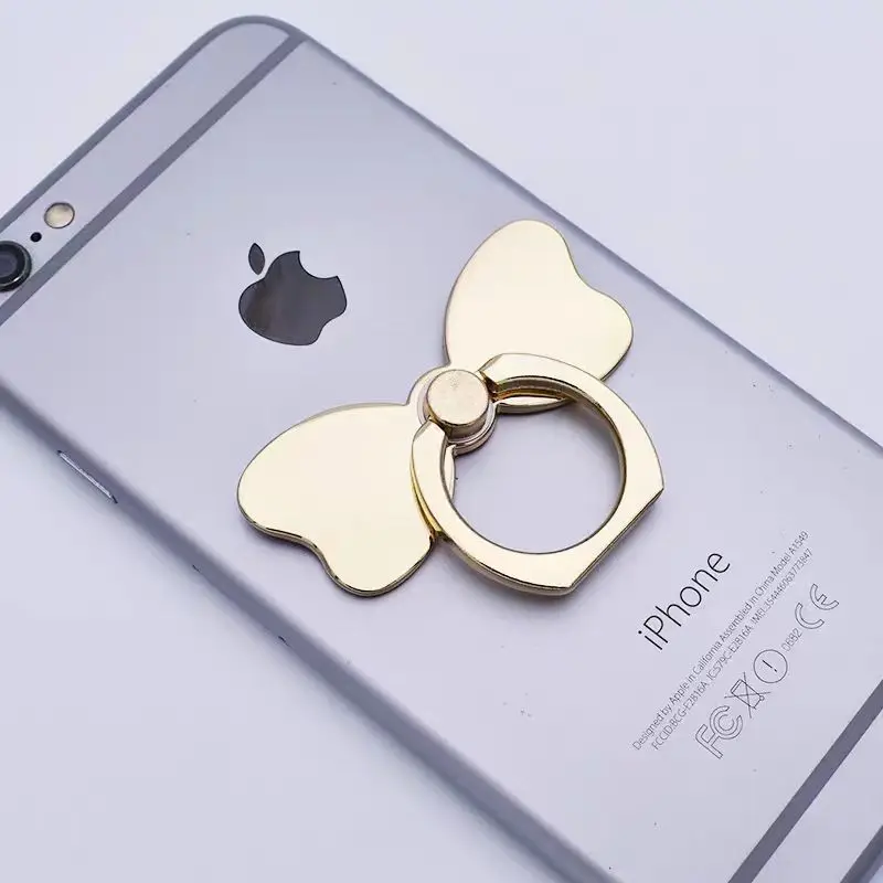 Sleek 360° Rotating Metal Bow Phone Ring Holder