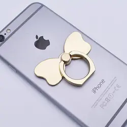 Sleek 360° Rotating Metal Bow Phone Ring Holder (Yellow)