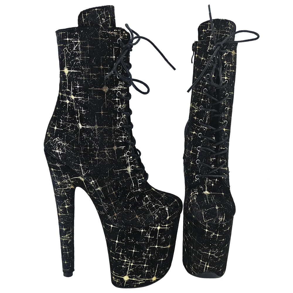 Leecabe  20CM/8inches Pole dance shoes High Heel platform Boots closed toe Pole Dance boot