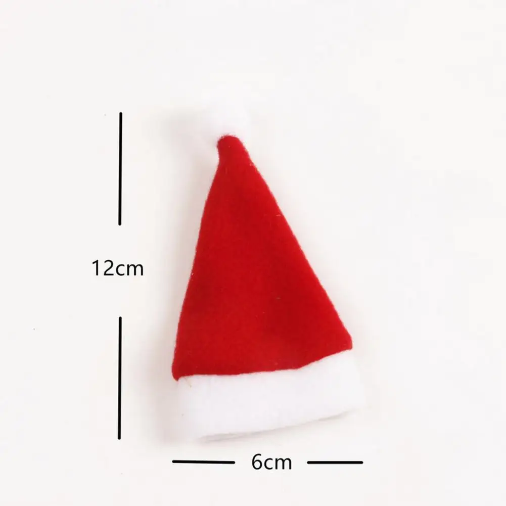 10Pcs Mini Santa Hat Wine Bottle Covers Plush Christmas Tableware Holder Velvet Lollipop Caps Xmas Party Decoration