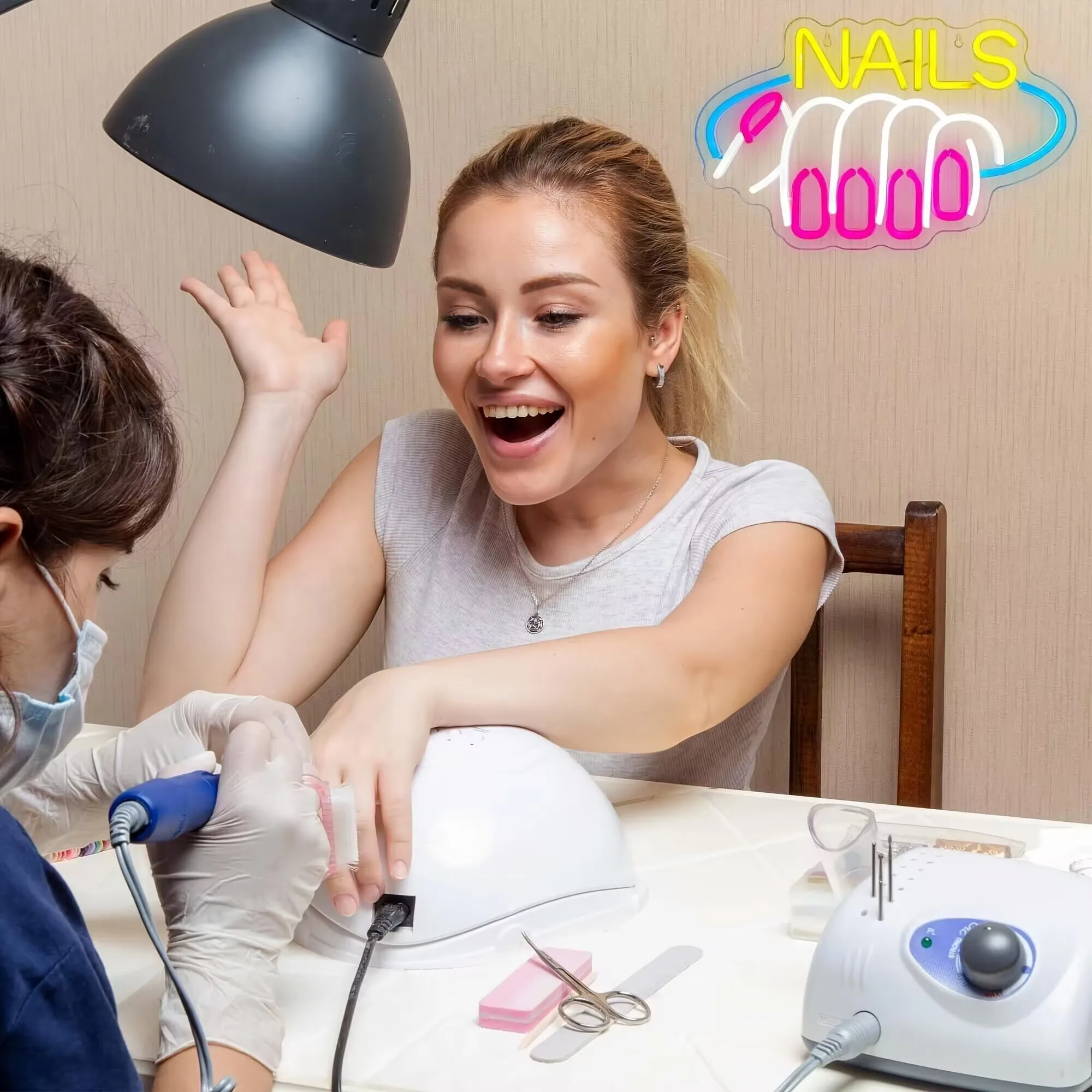 LED Neon Sign, USB Schoonheidssalon Winkel Neon Verlichting for Wanddecoratie Nachtverlichting, Nagels Spa Pedicure,30x20cm (Color : Waxing Facial Nails, Size : 30x20cm