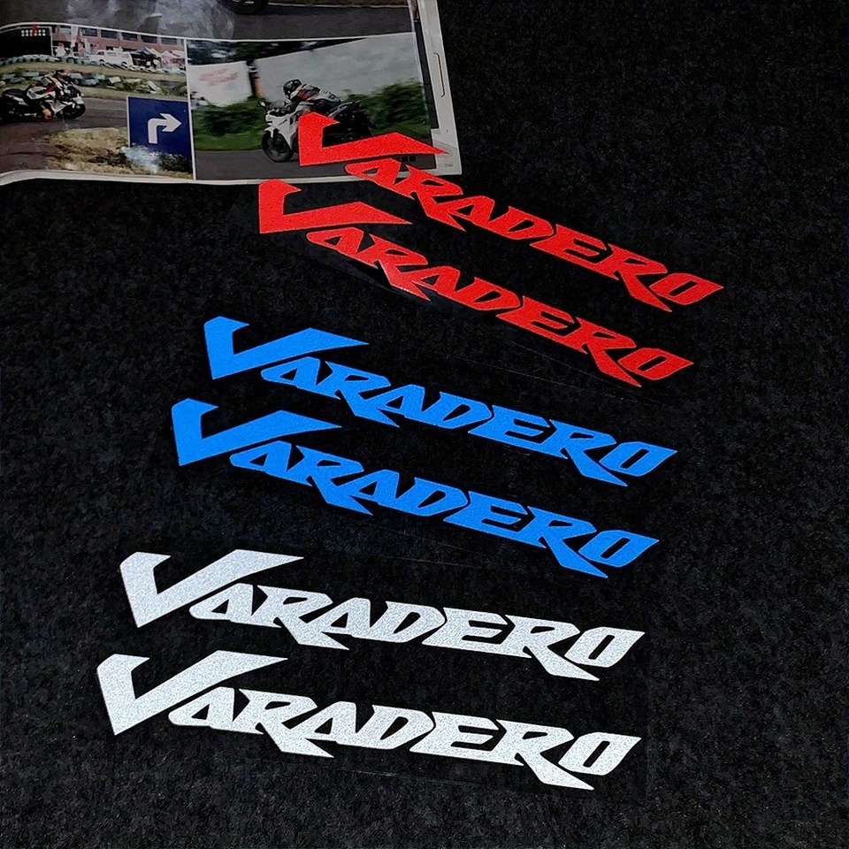 2Pcs Varadero Motorcycle Waterproof Vinyl Stickers, Durable Decals for Helmet, Windshield, Luggage, Notebook and Skateboard