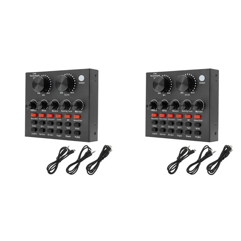 2X V8 사운드 카드 음성 변경 라이브 스트리밍 노래 가라오케 헤드셋 라이브 ..