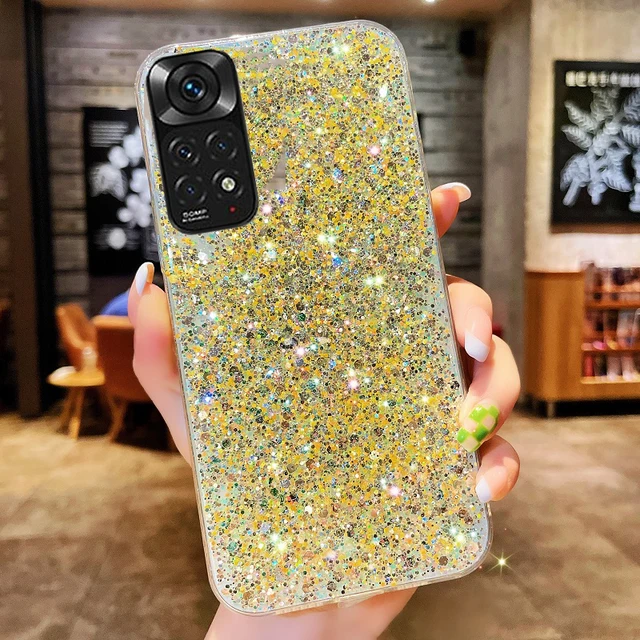 Funda de silicona con purpurina brillante para Xiaomi Redmi Note 11, 11S, 10S, 9, 9S, 9A, 9C, 8, 8A Pro, lámina de oro y plata, cubierta trasera suave - Image 4