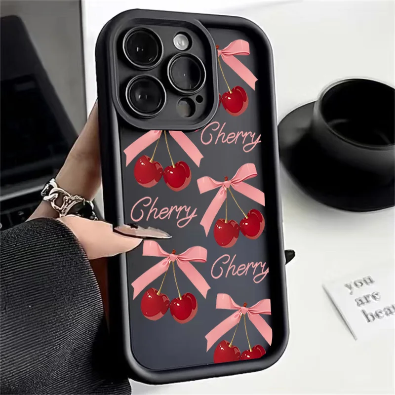Retro Wine Red Cherry Pattern Phone Case Cover