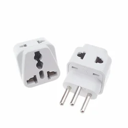 Universal Brazil Travel Power Adapter Converter - 3 Pin Type N Plug 2 - in - 1 (WHITE)
