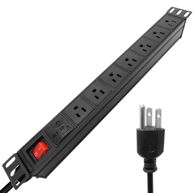 

PDU US Lightning protection Power Strip 7 AC Outlets Sockets with US PLUG 2M Extension Cable Electrical Socket aluminium alloy