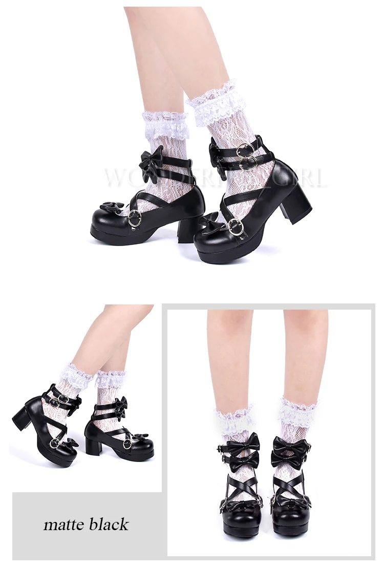 Neue japanische Lolita-Schuhe Anime Cosplay Stiefel Mädchen Prinzessin High Heels Damen Schuhe mit Schleife 7