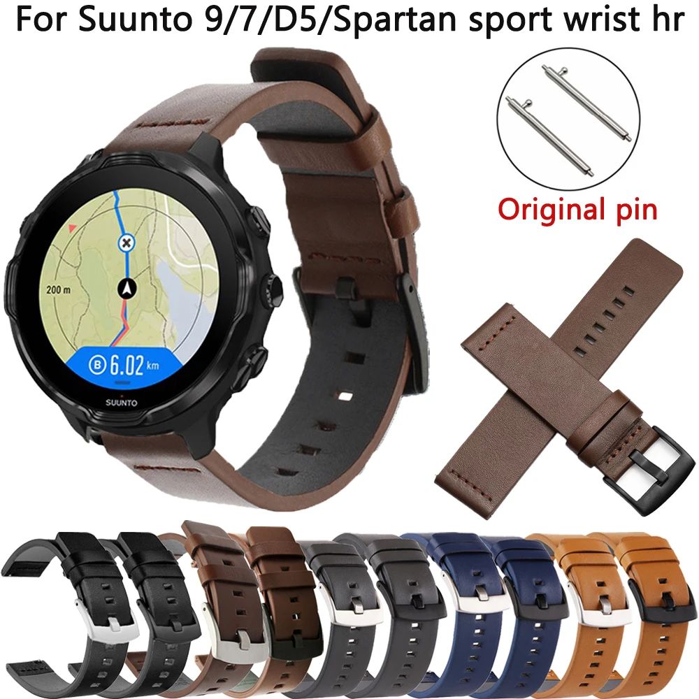 

24mm Leather Smart Watch Strap For Suunto 9 7 Band Belts For Suunto 9/7/D5/Spartan Sport Wrist Hr Wristband Bracelet Replacement