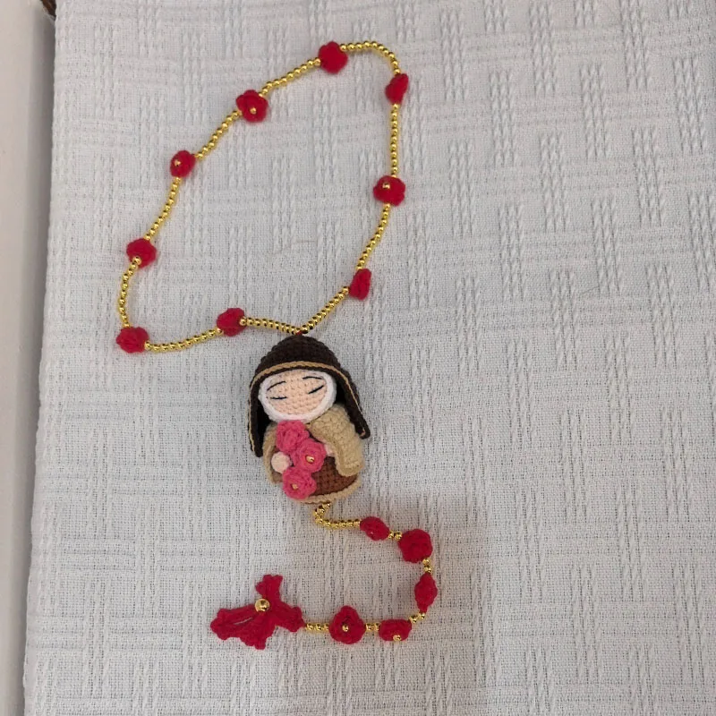 Crochet Flower Decor, Crochet Rosary for Christening, Communion, Christmas Gift