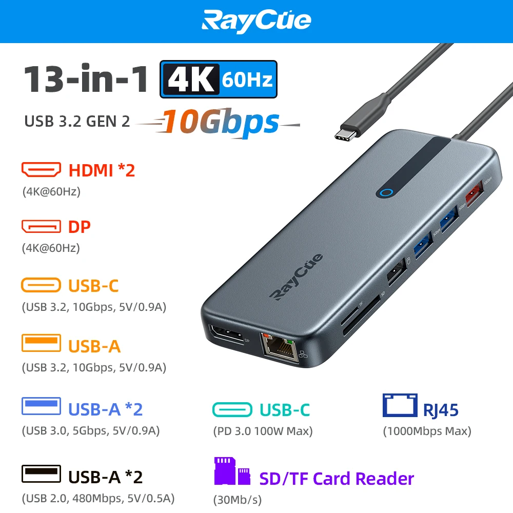 RayCue USB-C ドッキングステーション - デュアルモニター Amazon.co.jp: RayCue USB-C ドッキングステーション - デュアル