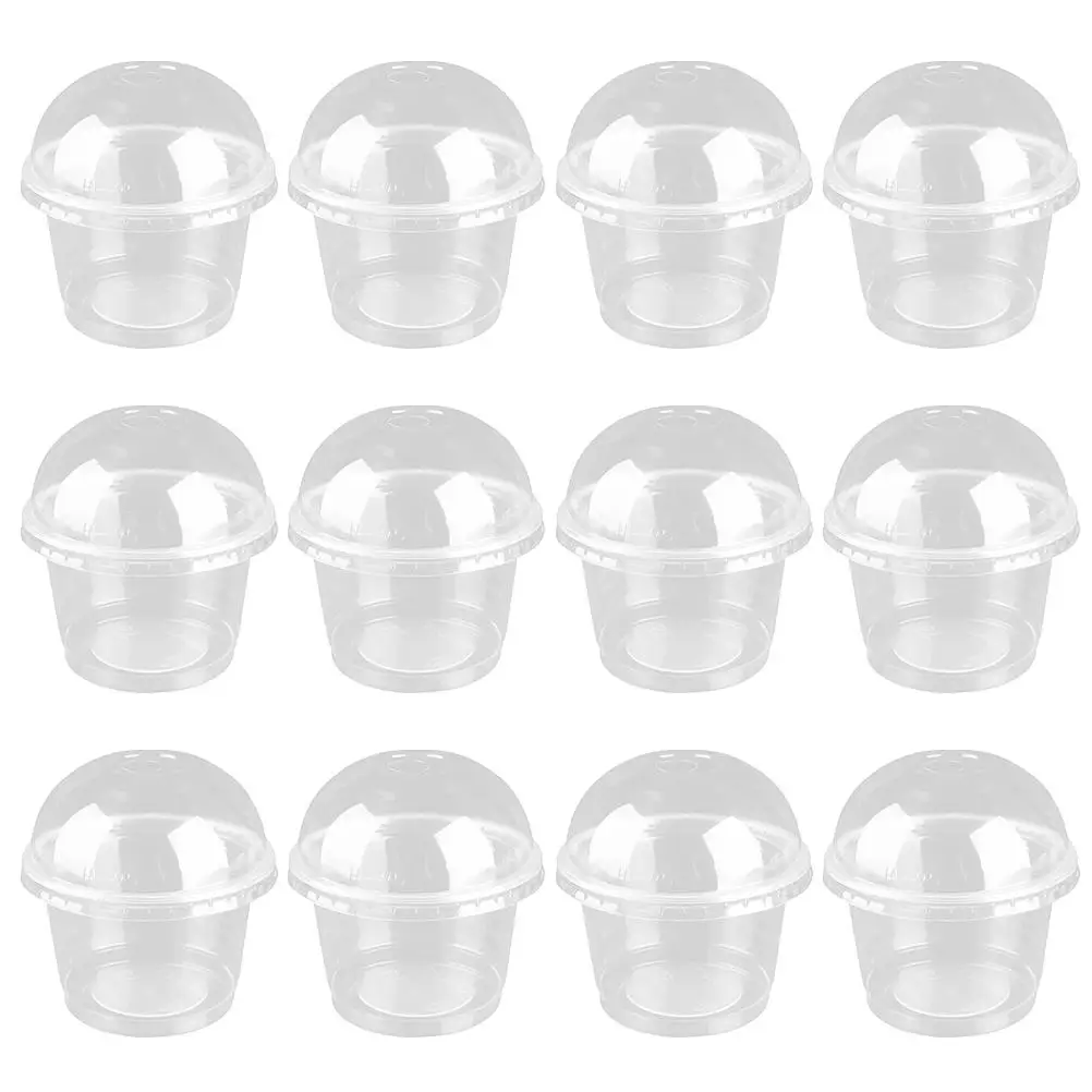 20 Pcs Disposable Dessert Cup Transparent Cups Thickened Storage Cups Salad Container With Dome Lid Plastic Yogurt For