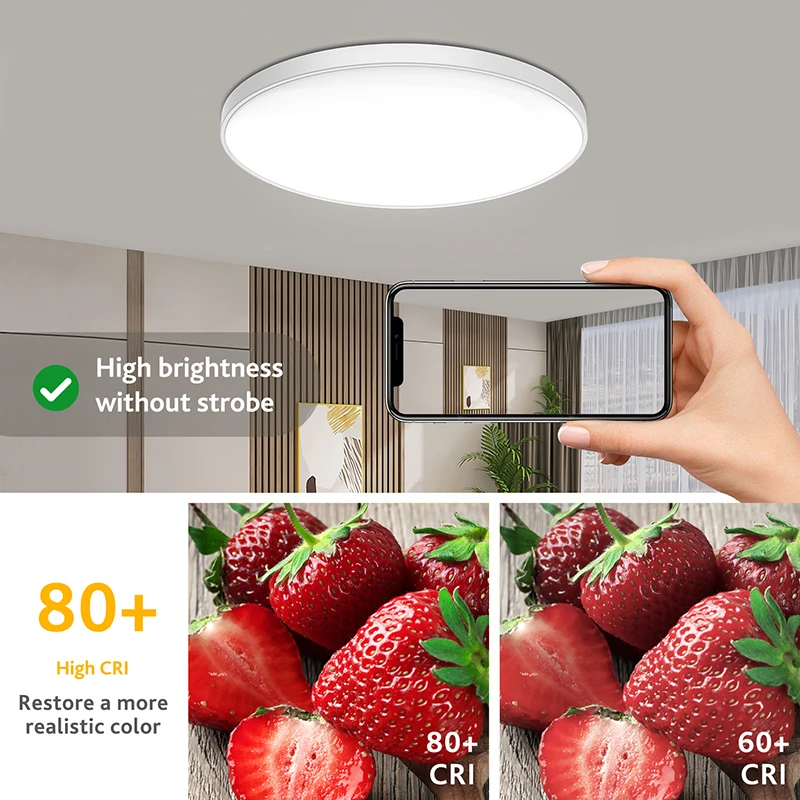 Modern Round LED Ceiling Light Fixture - 30W/40W, Decorative Indoor Lighting for Living Room, Bedroom, and Kitchen