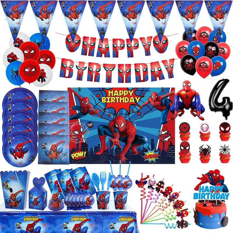 Decorazioni Per Feste Di Compleanno Spiderman Set Di Stoviglie A Tema Spiderman Tovaglia Bicchieri Di Carta Piatti Palloncini Forniture Baby Shower