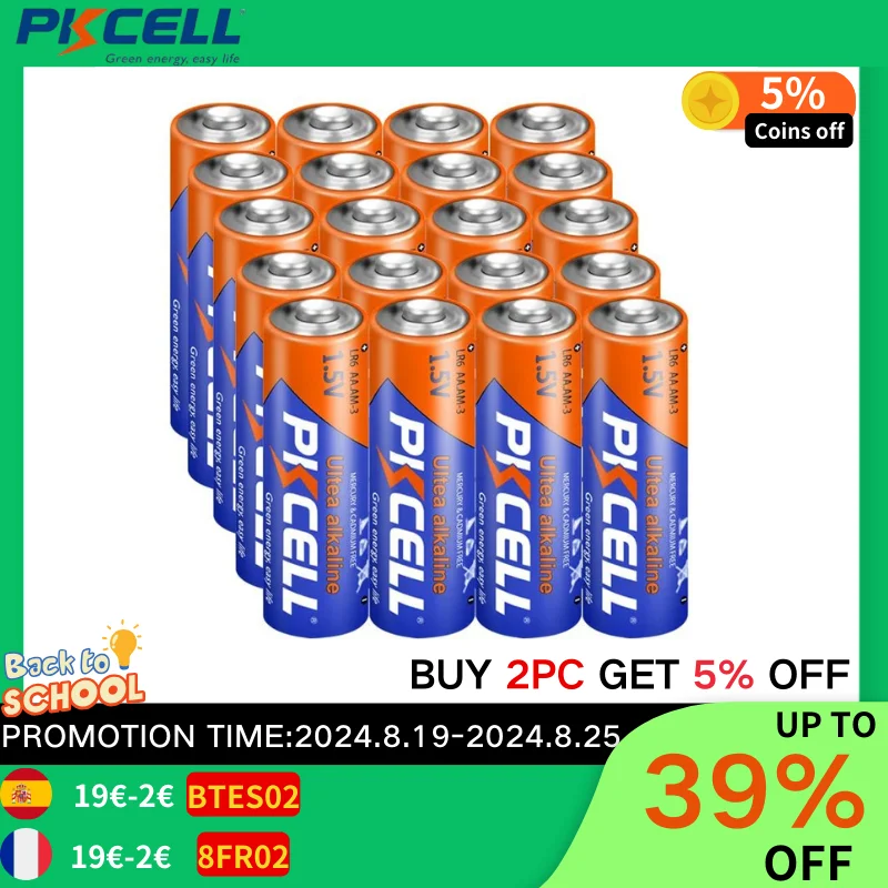 Pkcell LR6 UM3 MN1500 E91 1.5v Aa Alkaline Battery Dry Primary 20Pieces alkaline battery disposable battery