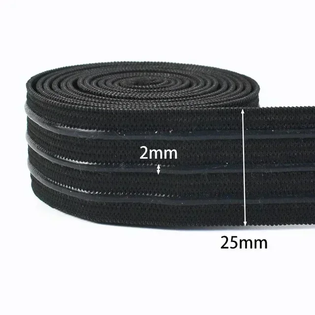 Fascia Elastica Antiscivolo Con Grip In Silicone - Rotolo Da 9,1 Metri Per Cucito Creativo, Abbigliamento Sportivo E Fai Da Te (nero/bianco) - 2