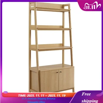 Oak Display Bookshelf Cabinet - 33" 1