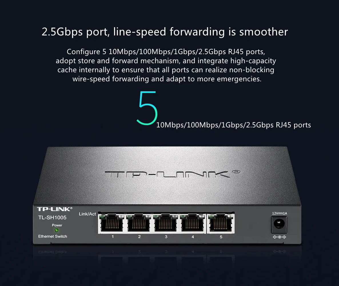 2.5g, 2.5gbps, Gigabit All 5x2.5gb Lan, Ethernet RJ45, TL-SH1005, 2.5g