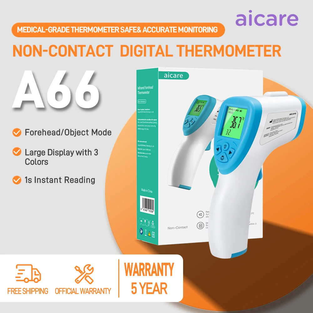 Digital Thermometer AICARE Digital Infrared Forehead Thermometer Electronic Non-Contact for Baby Adults