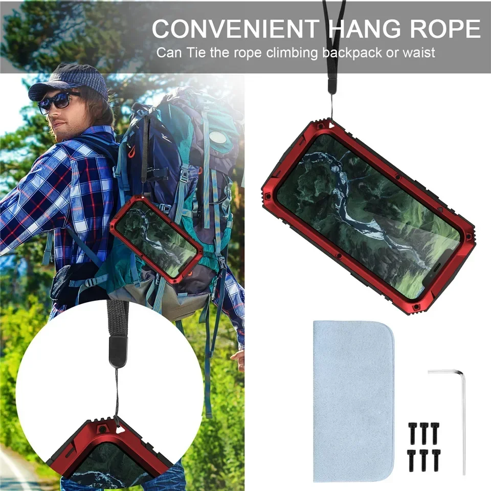 High quality armored case for iPhone 14 Pro Max 14Plus metal bumper shock shield screen protector bracket