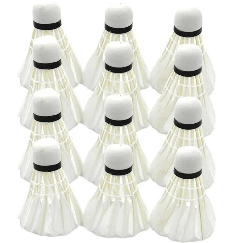 12Pcs Badminton Shuttlecocks White Duck Feather Badminton Balls Sports Training Balls Indoor Outdoor Game