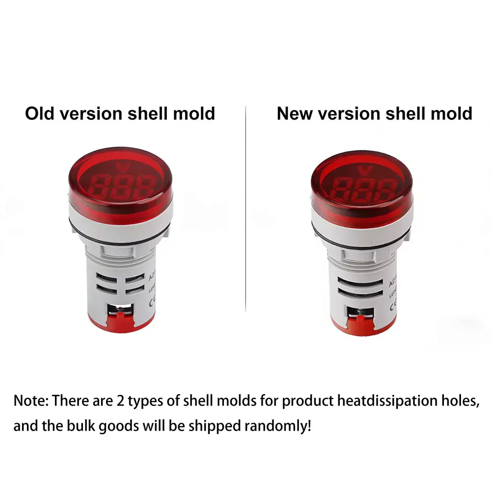 미니 LED 디지털 디스플레이 전압계 교류 60V-500V 디지털 디스플레이 표시기 조리개 22mm 신호 램프
