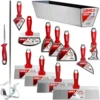 Drywall Hand Tool Set | Taping Knives, Joint Knives, Bucket Scoop, Mud Pan, Mixer, Jab Saw | Stainless Steel Blades, Soft Grip H 1