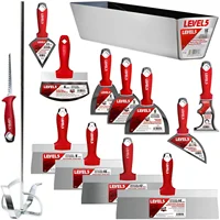 Drywall Hand Tool Set | Taping Knives, Joint Knives, Bucket Scoop, Mud Pan, Mixer, Jab Saw | Stainless Steel Blades, Soft Grip H 1