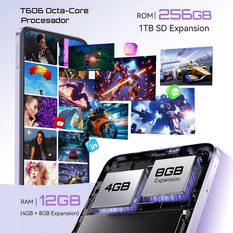 Cubot Smartphone Android 15 A40, 12GB RAM+256GB ROM, 6.88-Inch 120Hz Screen,Octa-core, 48MP Camera, 5100mAh Battery,NFC,Face ID - Image 3