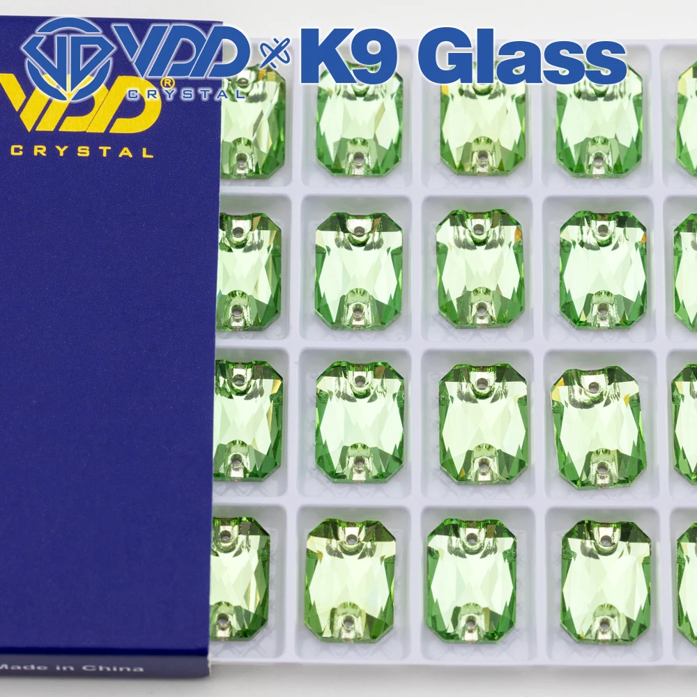 VDD Smaragdschliff, mehrere Farben, hochwertiges K9-Glas, zum Aufnähen von Strasssteinen, Kristall-Nähsteine mit flacher Rückseite für Bekleidungsdekorationen – Detail 16