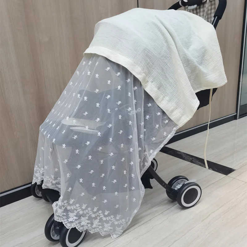 baby stroller cover for rain Stroller Sunshade Canopy with Mosquito Net Insect Shield Netting Anti-UV Baby Stroller Sun Visor Infant Carriage Canopy Covers baby stroller accessories baby bottle rack	 Baby Strollers