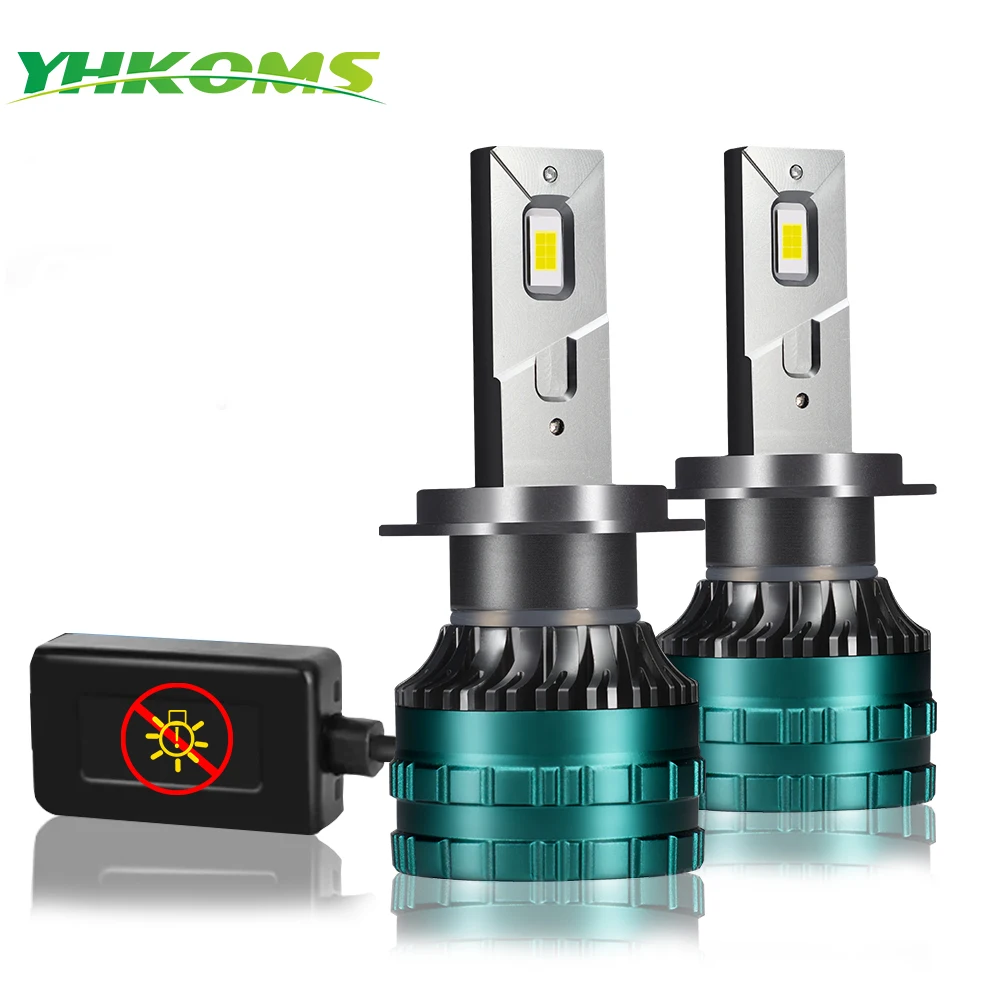 Yhkoms CANbus H7 LED สำหรับรถยนต์, H8 LED H9 lampu depan LED H4 H11 H1 9005 HB4 880 H16หลอดไฟตัดหมอกอัตโนมัติ 1
