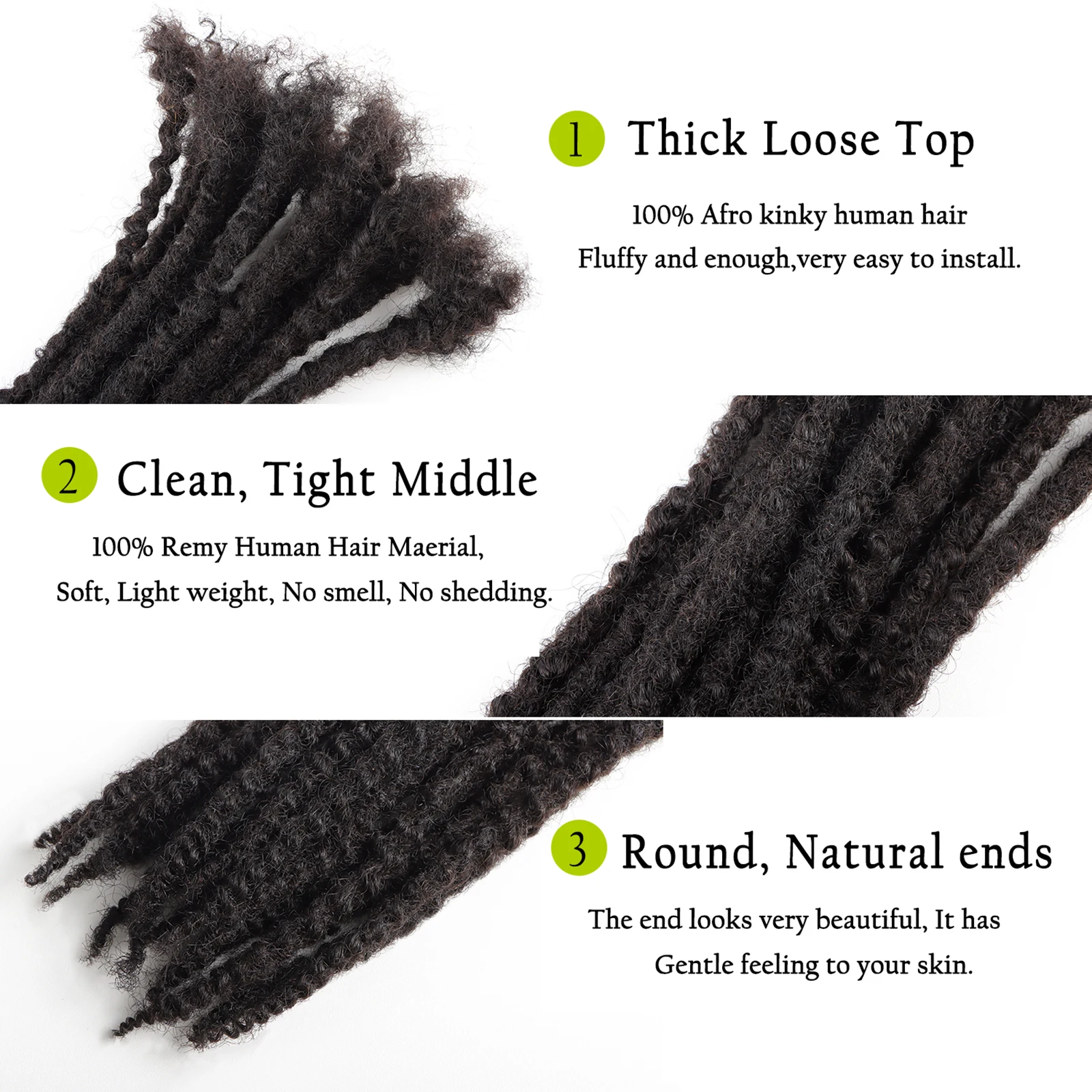 locs crochet hair 80strands textured locs 8inch 0.6cm width curly afro kinki bulk human hair bundles dreadlock extensions