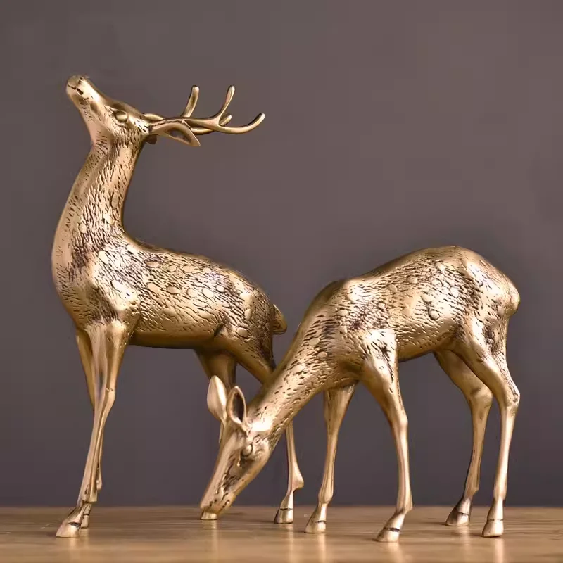 순수 구리 사슴 장식 공예, 럭셔리 장식, 거실 황동 사슴 장식, 데스크탑 장식, 다른 사람들에게 선물