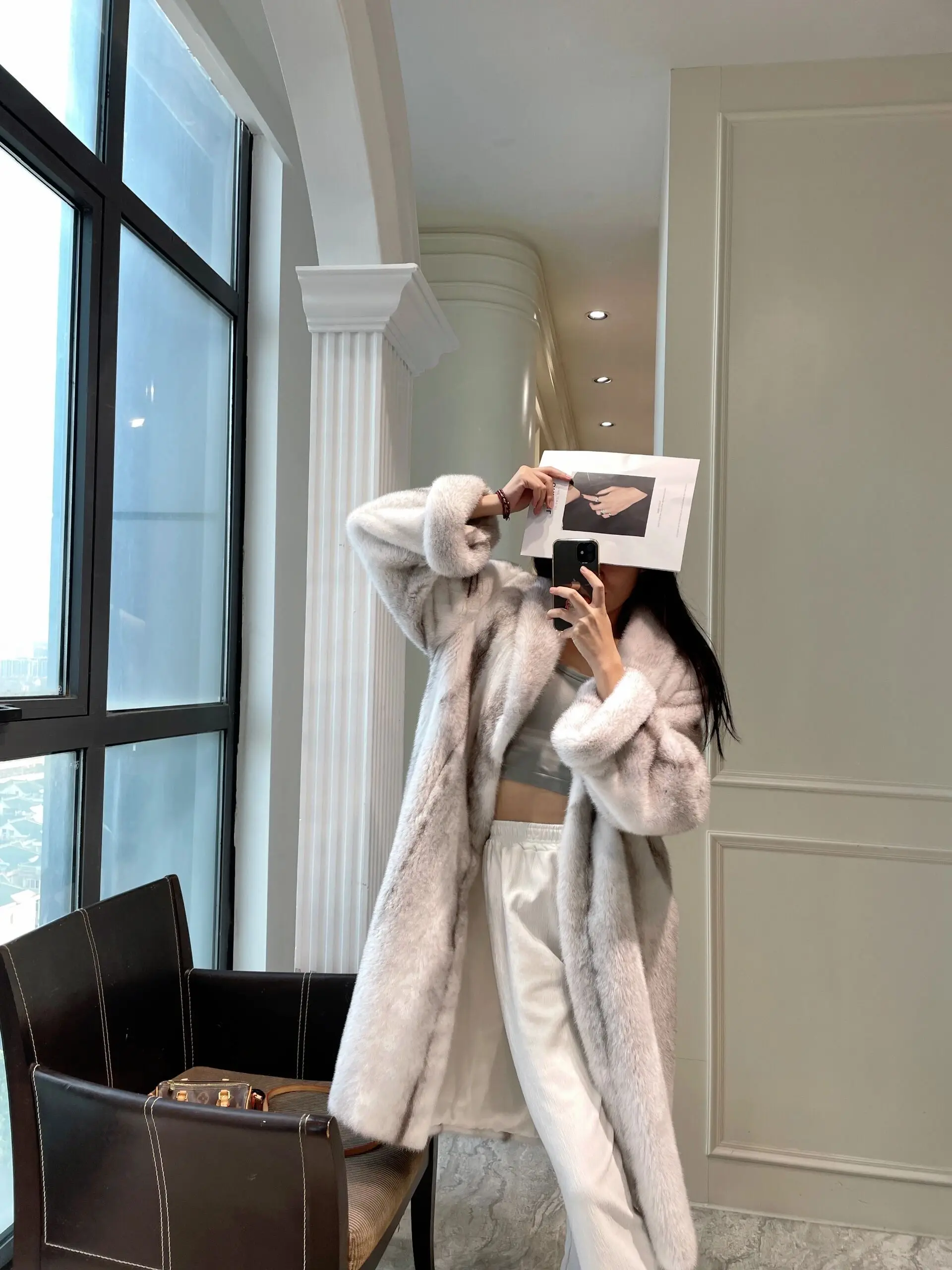 Environmental Protection Overcoats Women's Winter Warm Whole Mink High-Grade Long Fur Coats Feminine Long Sleeve Clothes