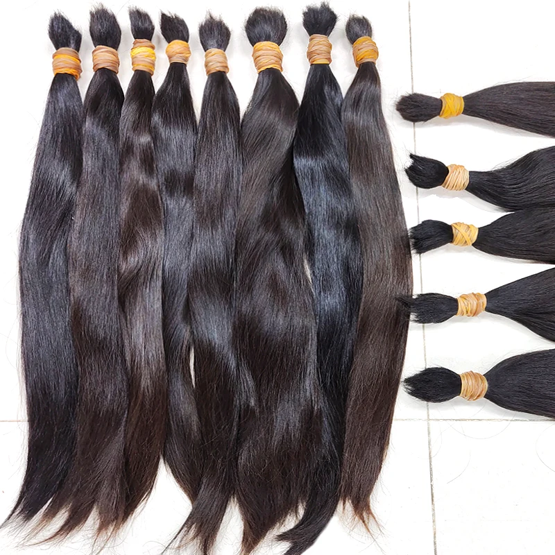 100% Natural Raw Bulk Straight Human Hair Bundles No Weft Unprocessed Braiding Extensions Elegant For Women Choice 50g 100g/pcs
