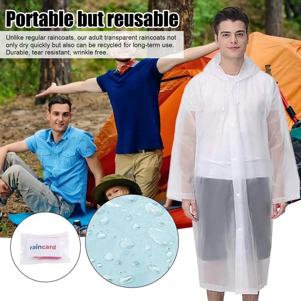 Description Picture 2 of item1/5pcs Disposable Raincoat Card Adult Portable Compression Hooded Raincoat Waterproof Ponchos Outdoor Travel Rafting Rain Cover