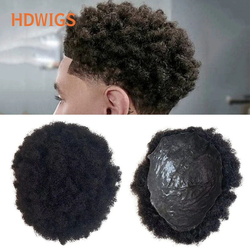 

Men Toupee Full PU 0.04-0.06cm Men Capillary Prosthesis Afro Kinky Curly Indian Remy Hair System Unit 4mm Wave Wigs Hairpiece