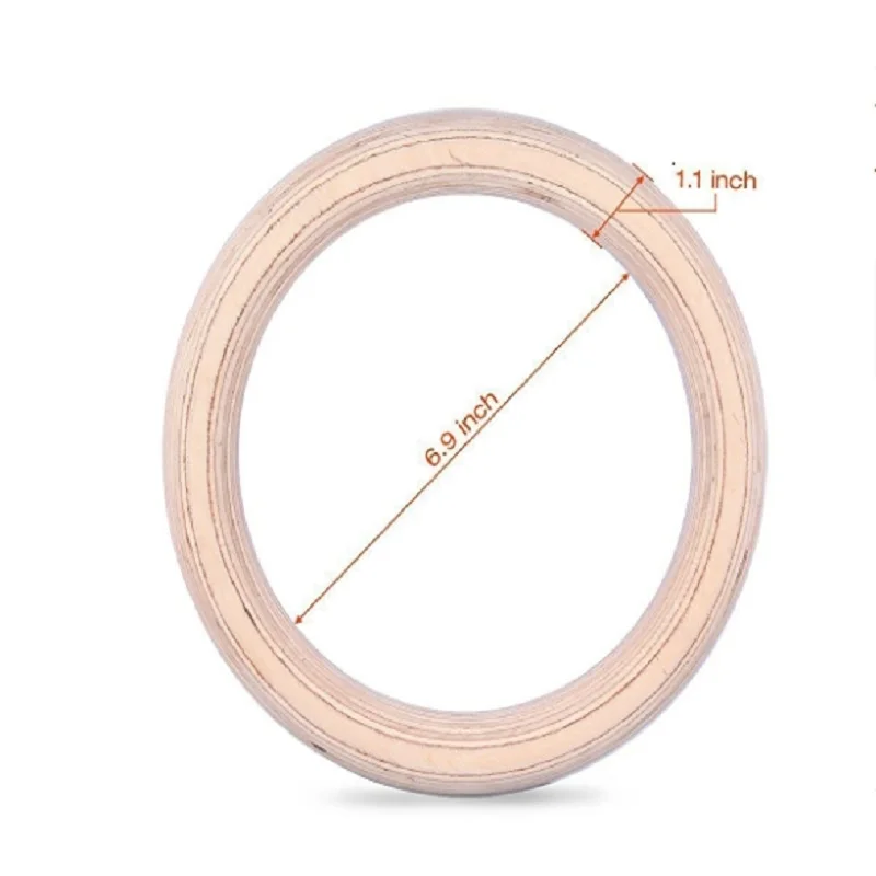 Quality 2pcs/pairs Wood wooden ring 1.1"Portable Crossfit Gymnastics Rings Gym Shoulder Strength Home Fitness Training Equipment