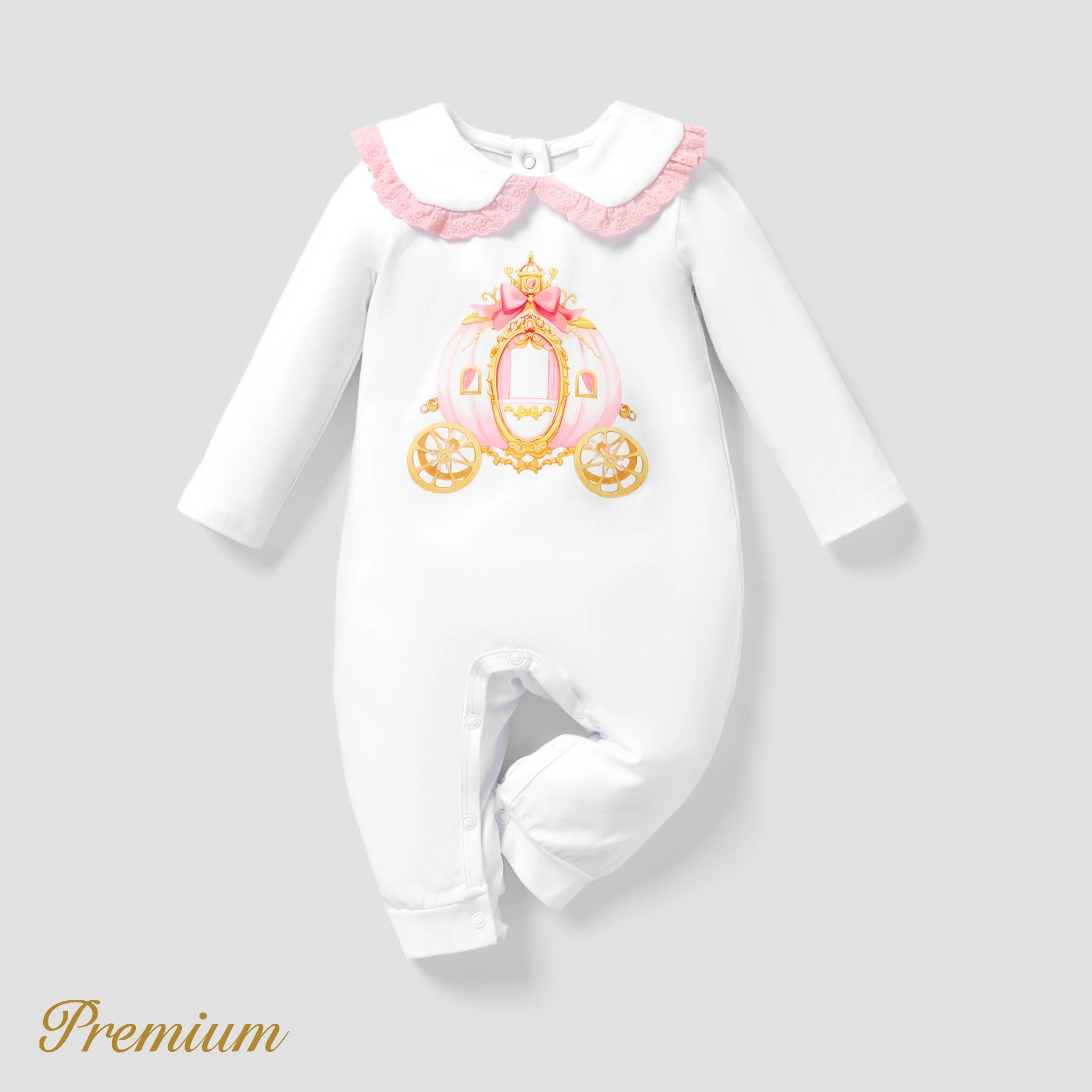 PatPat Baby Girl Elegant Cotton Solid Color Jumpsuit with Lapel