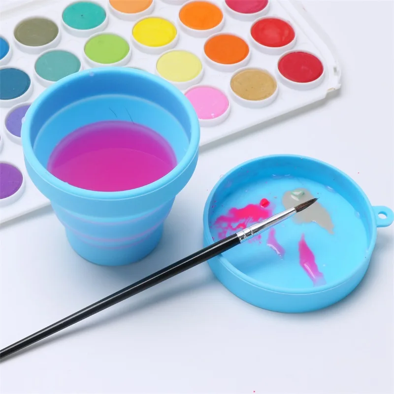 Small Watercolor Brush Washing Bucket Foldable Silicone Paint Brush