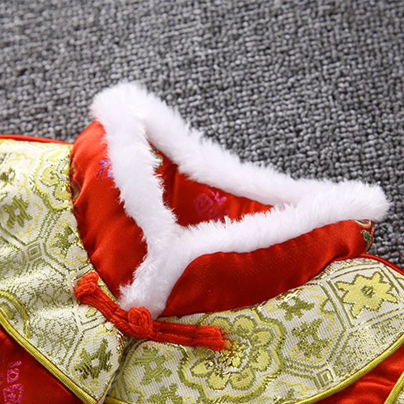 Children's Traditional Chinese Hanfu Tang Suit Newborn Autumn Winter Thicked Festive Costume Kids Birthday Gift 3 Piece Suits